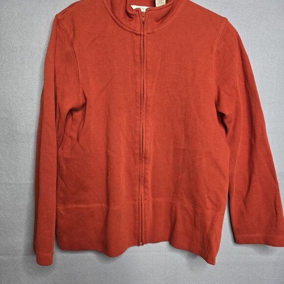 Orvis Orange Sweater Full Zip Mock Neck Size Large - Picture 1 of 3